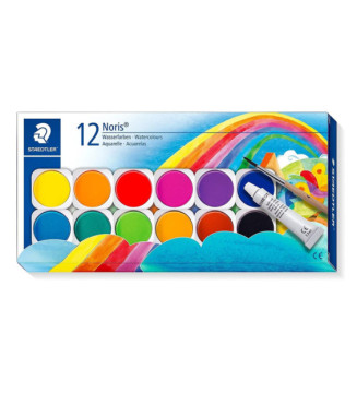 Boîte palette de peinture Noris Club 12 couleurs un pinceau et une gouache blanc