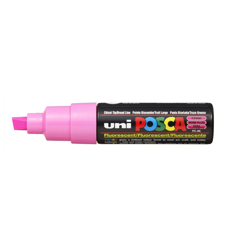 Marqueur pointe large biseautée pc8k 8mm rose fluo