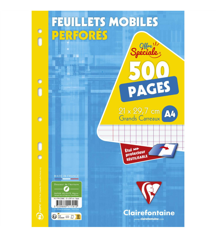 Feuillets Mobiles 21x29,7cm  500p 90g Séyès sous Etui cartonné