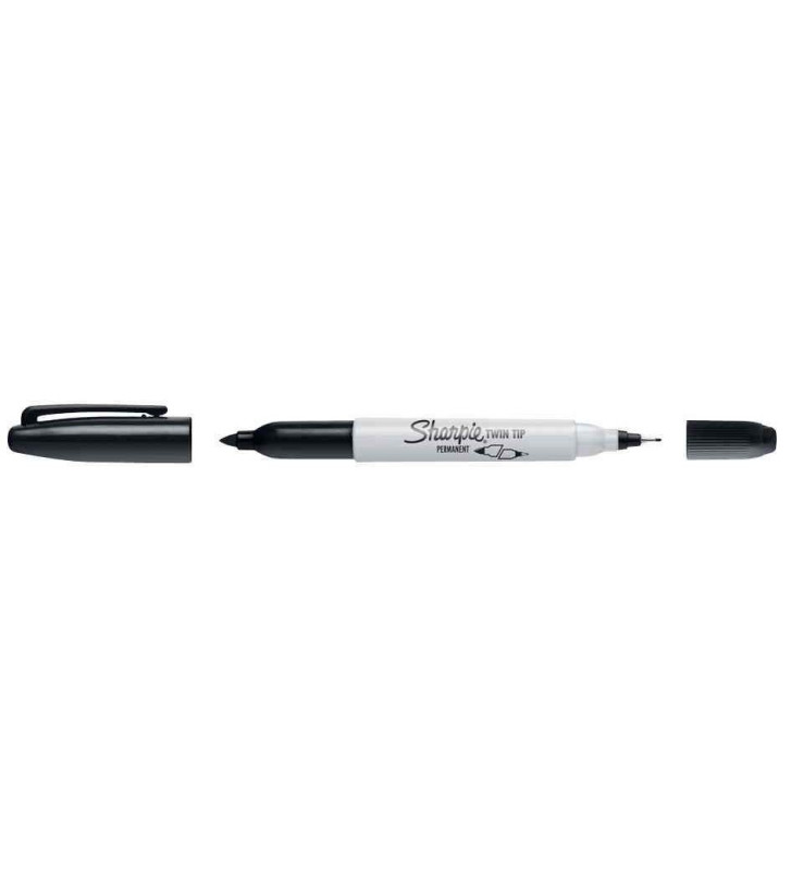 Marqueur permanent TWIN TIP 2 pointes 1 mm et 0,5 mm Noir