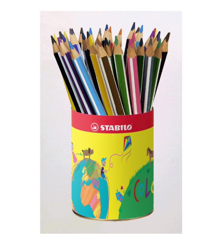 Godet de 38 Crayons de couleur Trio Triangulaire large 12 couleurs assorties