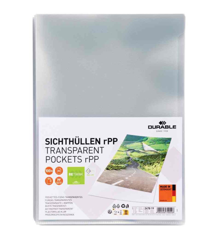 Boîte de 100 pochettes Coin STANDARD A4 rPP Transparent