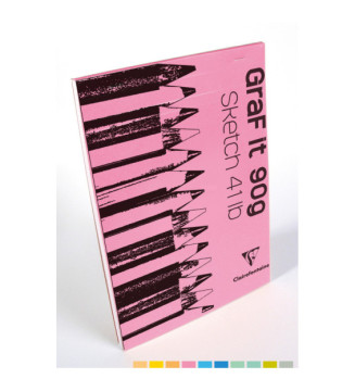 Bloc croquis collé GraF it A5 90g 80 feuilles blanc couverture coloris aléatoire