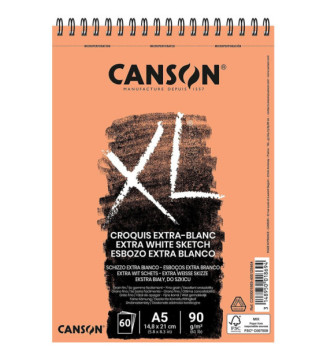 Bloc croquis XL EXTRA WHITE A5 60 feuilles 90g Blanc