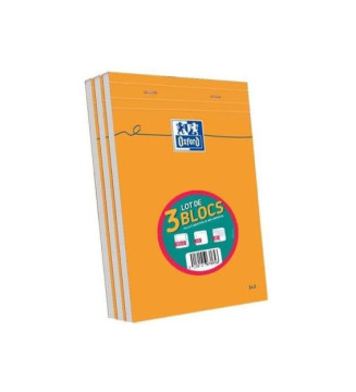 lot de 3  bloc-notes A5 quadrillé 80 feuilles 80g couverture orange