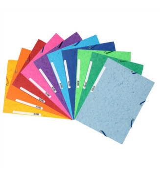 Chemise 3 rabats à élastiques Carte 400g - A4 - Coloris Aléatoire