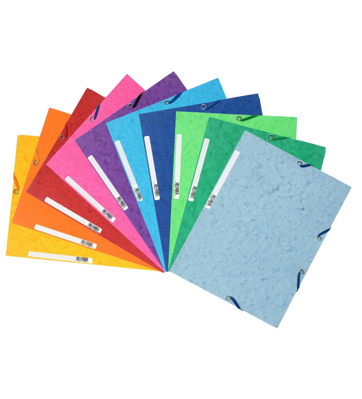 Chemise 3 rabats à élastiques Carte 400g - A4 - Coloris Aléatoire