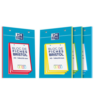 Bloc de 30 Fiches Bristol Perforées 2.0 A5 Q5/5 Bordures couleurs aléatoires