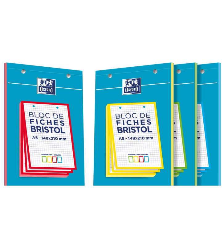 Bloc de 30 Fiches Bristol Perforées 2.0 A5 Q5/5 Bordures couleurs aléatoires