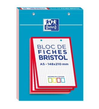 Bloc de 30 Fiches Bristol Perforées 2.0 A5 Q5/5 Bordures couleurs aléatoires