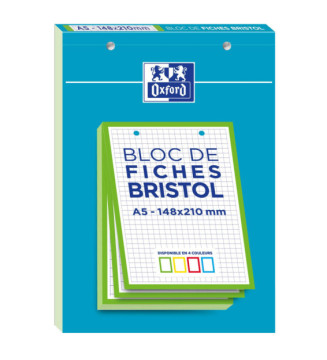 Bloc de 30 Fiches Bristol Perforées 2.0 A5 Q5/5 Bordures vertes