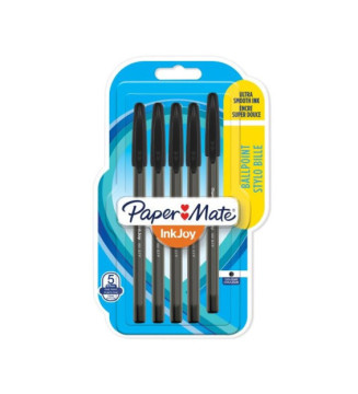 Pack 5 Stylo Bille InkJoy 100 Capuchon Pointe Fine 0,7 Noir
