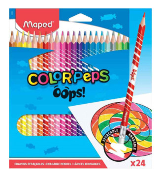 Crayons de couleur COLOR'PEPS, effaçable, étui de 24