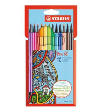 Etui de 12 feutres de dessin PEN 68 pointe ogive moyenne 1 mm