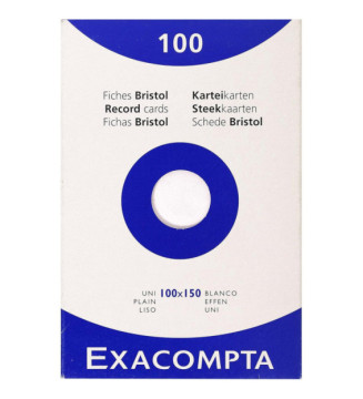 Étui de 100 fiches bristol uni non perforé 100x150mm