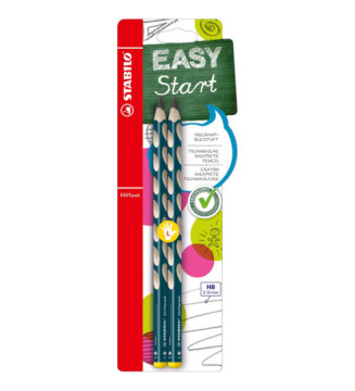 2 crayons graphite EASYgraph corps bleu ardoise HB droitier