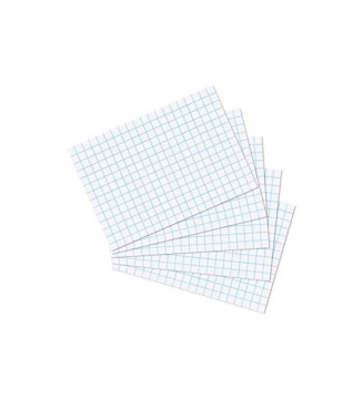 Lot de 100 Fiches bristol 170g A6 Quadrillées Blanc