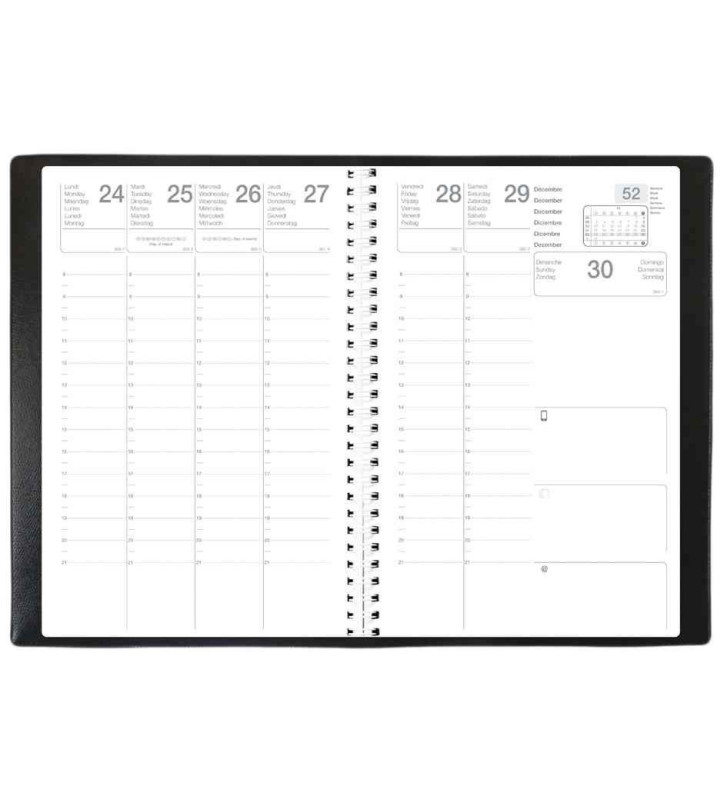 Agenda Civil OLYMPE Spirale Janvier à Décembre - Format : 16 x 24 cm Noir