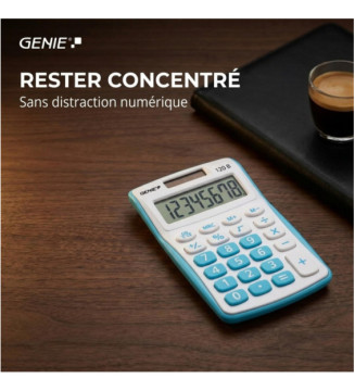 Calculatrice 120 B 8 chiffres (Dual Power (Pile, solaire), design compact bleu