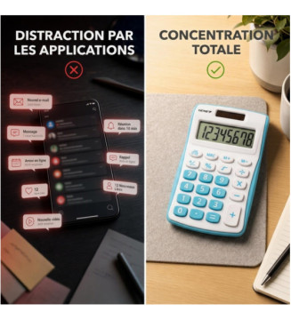 Calculatrice 120 B 8 chiffres (Dual Power (Pile, solaire), design compact bleu