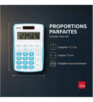 Calculatrice 120 B 8 chiffres (Dual Power (Pile, solaire), design compact bleu