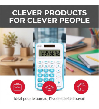 Calculatrice 120 B 8 chiffres (Dual Power (Pile, solaire), design compact bleu
