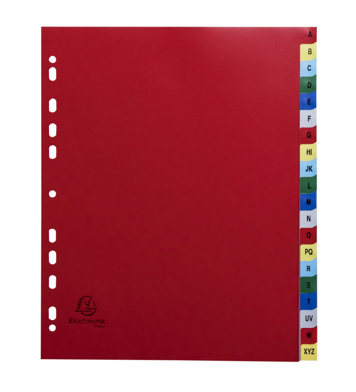 Intercalaires imprimés alphabétique PP 12/100e - 20 positions - A4+- Assorties vives