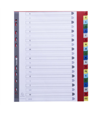 Intercalaires imprimés alphabétique PP 12/100e - 20 positions - A4+- Assorties vives