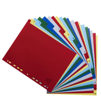Intercalaires imprimés alphabétique PP 12/100e - 20 positions - A4+- Assorties vives
