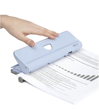 Perforateur en métal pour 20 feuilles 4 trous couleur bleu