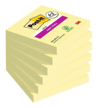 Pack 6 Bloc-note adhésif Super Sticky Notes, 76 x 76 mm Jaune