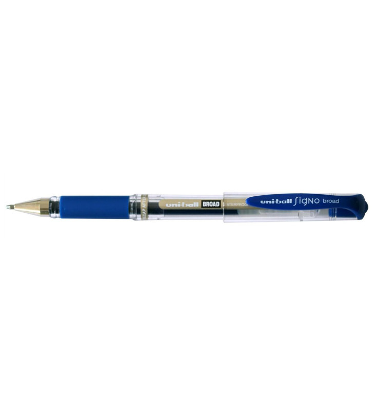 Roller encre gel Signo Broad UM153C grip pointe large 1mm bleu