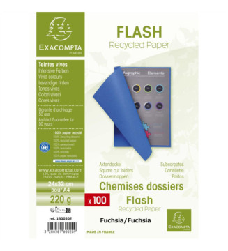 Paquet de 100 chemises FLASH 220 100% recyclé - 24x32cm Fuchsia