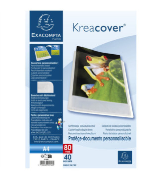 Protège-documents PP semi rigide Kreacover Chromaline 80 vues - A4 - Incolore