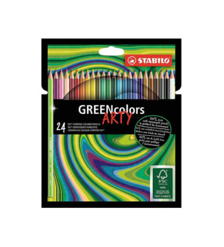 Etui de 24 crayons de couleur GreenColors Arty hexagonal en bois mine 3mm
