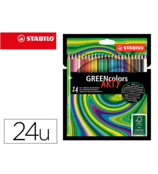 Etui de 24 crayons de couleur GreenColors Arty hexagonal en bois mine 3mm