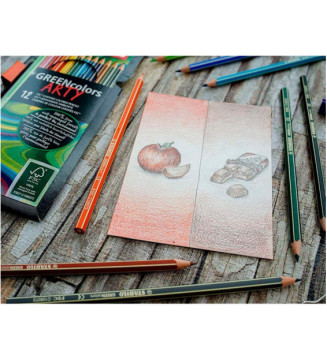 Etui de 24 crayons de couleur GreenColors Arty hexagonal en bois mine 3mm