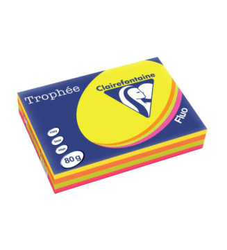 Ramette 500 Feuilles Papier 80g A4 210x297 mm Assorti Fluo