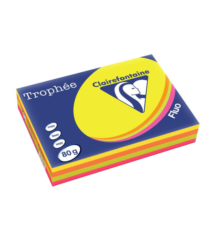 Ramette 500 Feuilles Papier 80g A4 210x297 mm Assorti Fluo