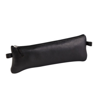Trousse plate en cuir 22x6 cm Noir