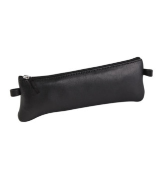 Trousse plate en cuir 22x6 cm Noir
