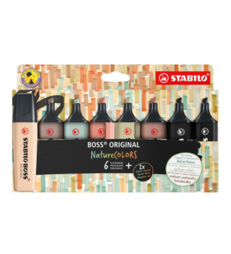Etui de 8 surligneurs BOSS ORIGINAL NatureCOLORS dont 2 Noirs