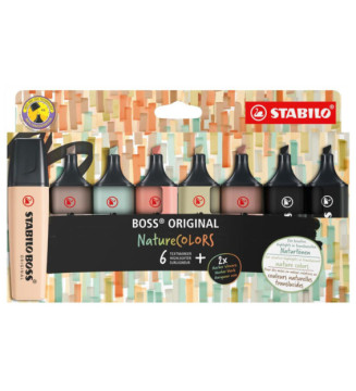 Etui de 8 surligneurs BOSS ORIGINAL NatureCOLORS dont 2 Noirs
