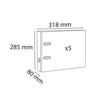 Lot de 5 classeurs à levier intérieur et extérieur en polypropylène - dos de 80mm - mécanique P...