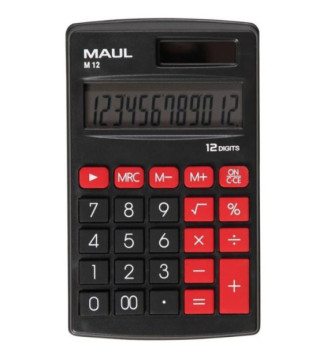 Calculatrice Poche M12 Pile et Solaire 12 chiffres 69x115mm Noir