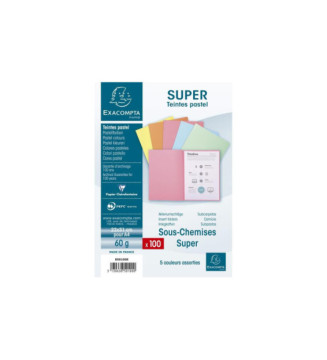 Paquet de 100 sous-chemises SUPER 60 22x31cm Assorties