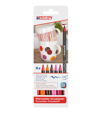 Feutre pinceau Porcelaine 4200 Etui de 6 'warm' couleurs 1-4 mm