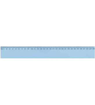 Règle plate incassable en plastique bord antitache 30 cm Bleu transparent