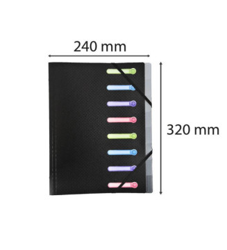 Trieur polypropylène 3 rabats 8 compartiments OPAK Noir