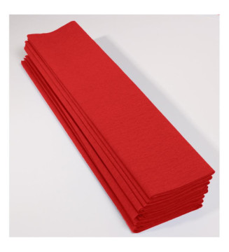 Paquet 10 feuilles Papier Crépon pliées 60% au format 2,50x0,50m - Rouge